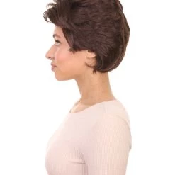 HPO Womens Short Adult Wig | Brown Vintage Wigs | Premium Breathable Capless Cap