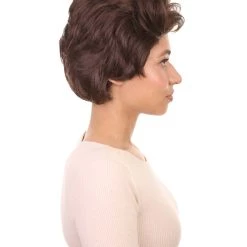 HPO Womens Short Adult Wig | Brown Vintage Wigs | Premium Breathable Capless Cap