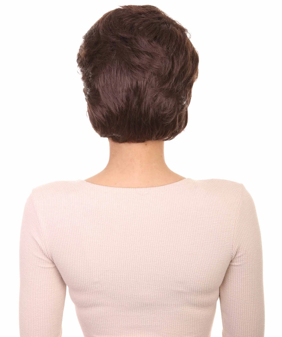 HPO Womens Short Adult Wig | Brown Vintage Wigs | Premium Breathable Capless Cap