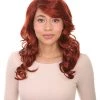 HPO Fancy Auburn Wavy Womens Wig | Medium Glamour Halloween Wig | Premium Breathable Capless Cap Women's