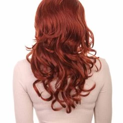 HPO Fancy Auburn Wavy Womens Wig | Medium Glamour Halloween Wig | Premium Breathable Capless Cap Women's