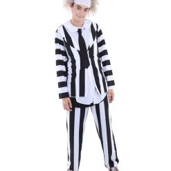HPO Adult Men's Beetlejuice Costume | Black & White Halloween Costume