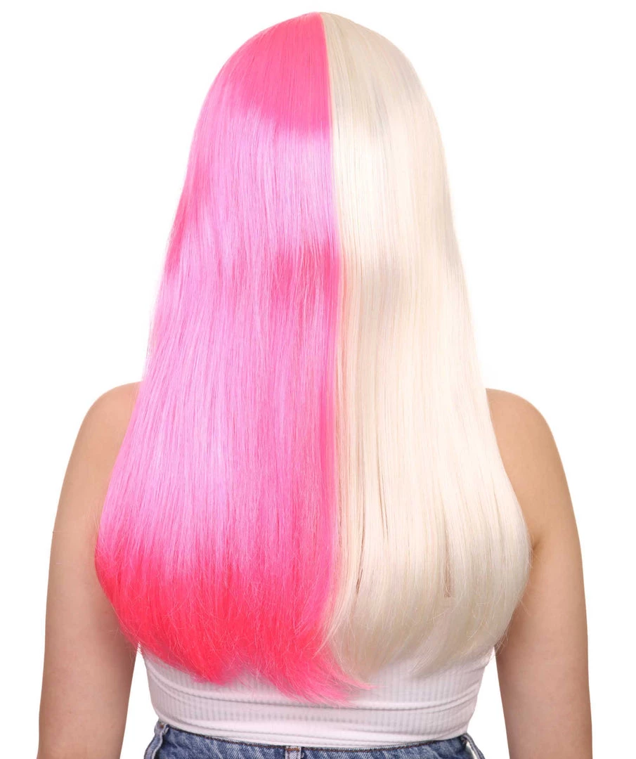 HPO Women's Long Bob Blonde & Pink Womens Wig | Dramatical Cosplay Halloween Wig | Premium Breathable Capless Cap
