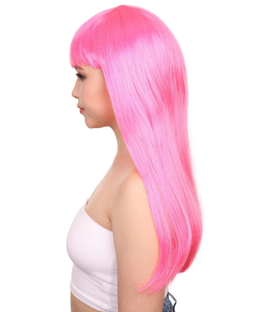 HPO Women's Long Bob Blonde & Pink Womens Wig | Dramatical Cosplay Halloween Wig | Premium Breathable Capless Cap