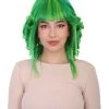 HPO Womens 18th Century Colonial Lady Curly Neon Green Historical Wig | Premium Breathable Capless Cap Women's