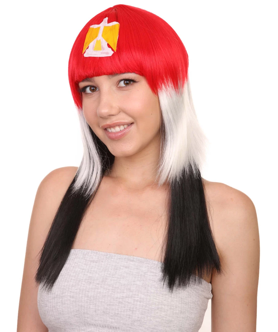 FLAGWIGS Egypt Flag Sport Party Long Bob Wig | Mid Eastern Traditional Halloween Wig | Premium Breathable Capless Cap