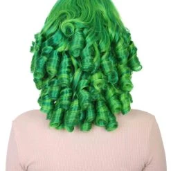 HPO Womens 18th Century Colonial Lady Curly Neon Green Historical Wig | Premium Breathable Capless Cap Women's