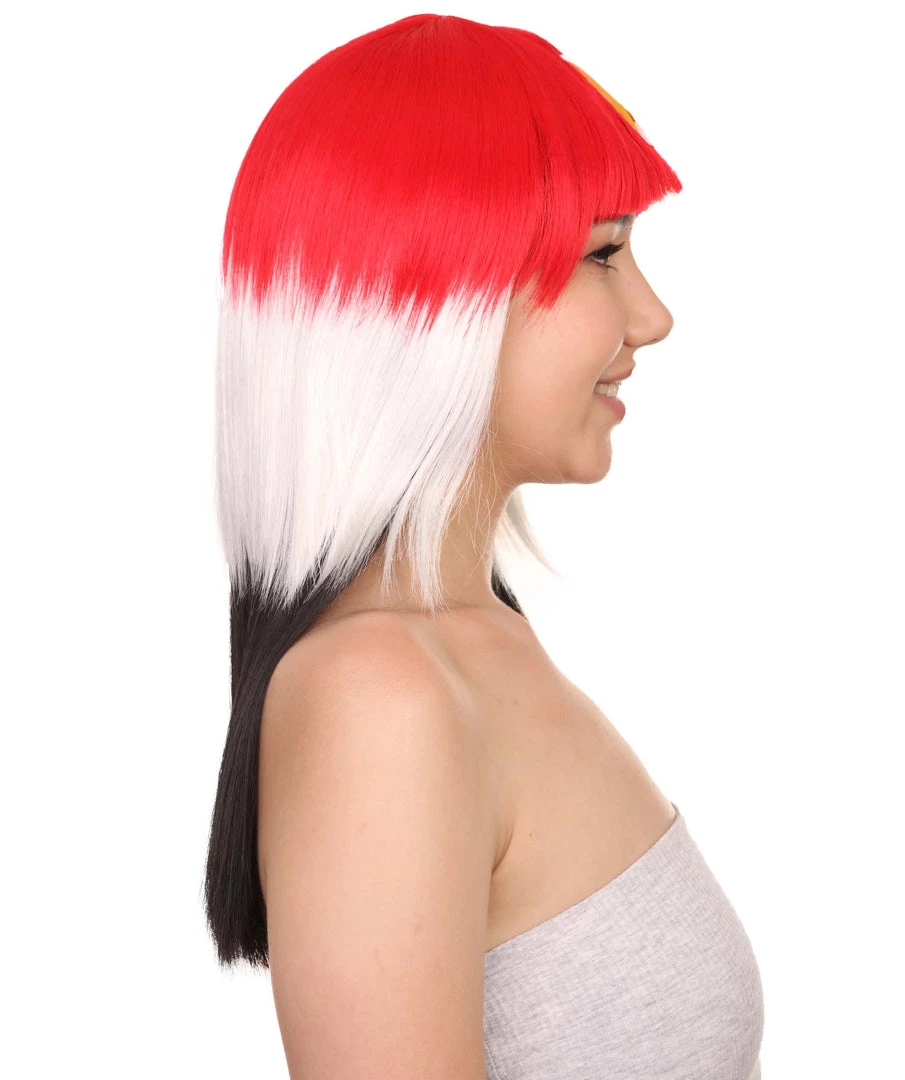 FLAGWIGS Egypt Flag Sport Party Long Bob Wig | Mid Eastern Traditional Halloween Wig | Premium Breathable Capless Cap