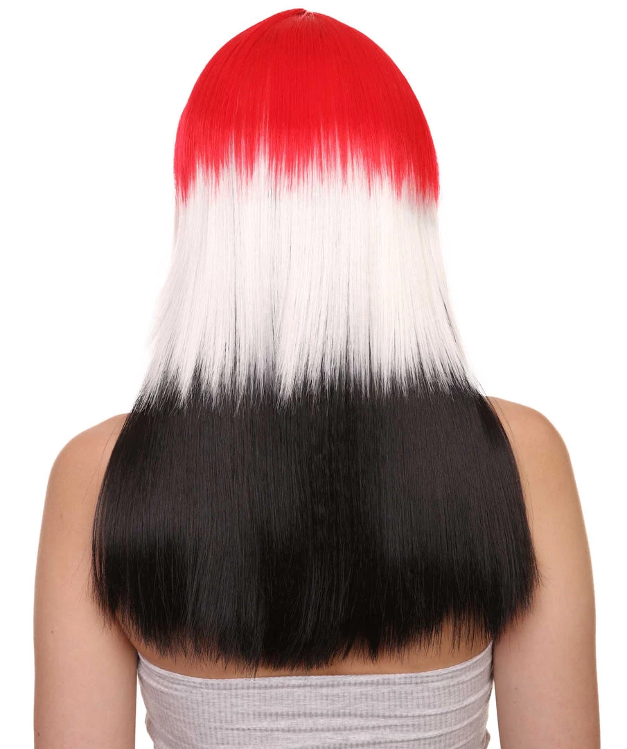 FLAGWIGS Egypt Flag Sport Party Long Bob Wig | Mid Eastern Traditional Halloween Wig | Premium Breathable Capless Cap