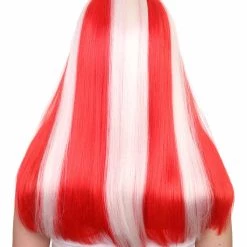 FLAGWIGS Women's Denmark Flag Sport Party Long Bob Wig | National Pride Cosplay Halloween Wig | Premium Breathable Capless Cap