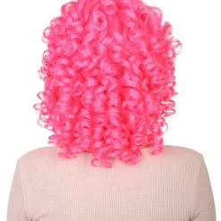 HPO Womens Colonial Ladies 18th Century Curly Wig | Pink Historical Wig | Premium Breathable Capless Cap