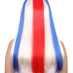 FLAGWIGS Women's Costa Rica Flag Sport Party Long Bob Wig | Premium Breathable Capless Cap