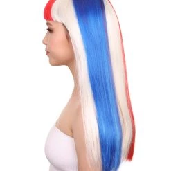 FLAGWIGS Women's Costa Rica Flag Sport Party Long Bob Wig | Premium Breathable Capless Cap