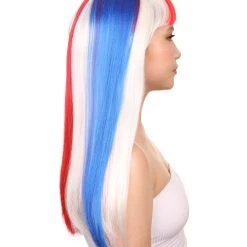FLAGWIGS Women's Costa Rica Flag Sport Party Long Bob Wig | Premium Breathable Capless Cap