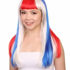 FLAGWIGS Women's Costa Rica Flag Sport Party Long Bob Wig | Premium Breathable Capless Cap