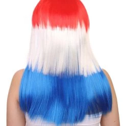 FLAGWIGS Croatia Flag Sport Party Long Bob Wig | Premium Breathable Capless Cap