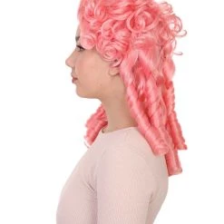 HPO Women Colonial Historical Wigs | Pink Cosplay Halloween Wigs | Premium Breahable Capless Cap