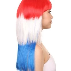 FLAGWIGS Croatia Flag Sport Party Long Bob Wig | Premium Breathable Capless Cap