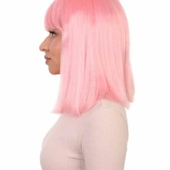 HPO Womens Lt. Pink Bob Wig | Fancy Party Event Ready Halloween Wig | Premium Breathable Capless Cap