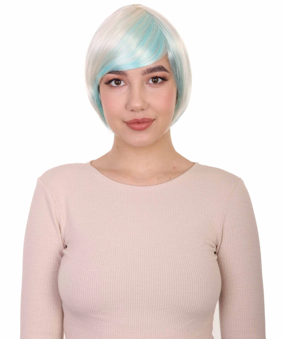 HPO Highlight Bob Womens Wig | Glamour Medium Cosplay Halloween Wig | Premium Breathable Capless Cap