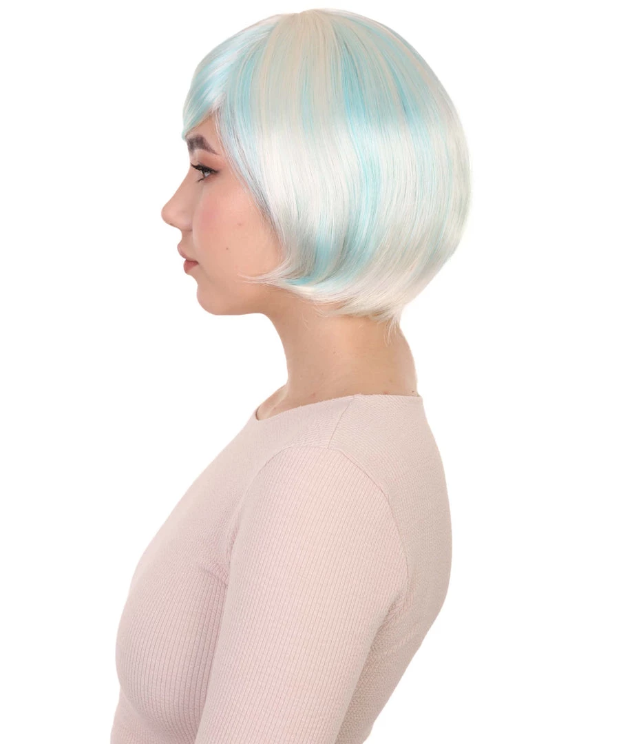 HPO Highlight Bob Womens Wig | Glamour Medium Cosplay Halloween Wig | Premium Breathable Capless Cap