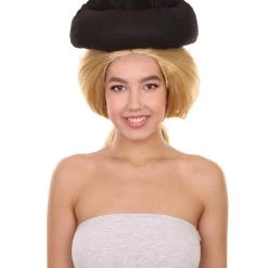 HPO Early Man Goona With Hat Wig | Blond TV/Movie Fancy Cosplay Halloween Wig | Premium Breathable Capless Cap Women's