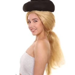 HPO Early Man Goona With Hat Wig | Blond TV/Movie Fancy Cosplay Halloween Wig | Premium Breathable Capless Cap Women's