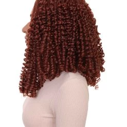 HPO Womens 18th Century Colonial Lady Curly Wig | Auburn Historical Wig | Premium Breathable Capless Cap