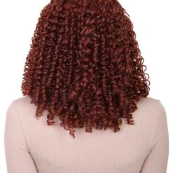 HPO Womens 18th Century Colonial Lady Curly Wig | Auburn Historical Wig | Premium Breathable Capless Cap