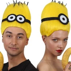 HPO Animation Yellow Mens Wig | Short Yellow Cosplay Wig | Premium Breathable Capless Cap Men's