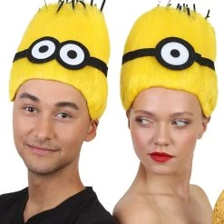 HPO Animation Yellow Mens Wig | Short Yellow Cosplay Wig | Premium Breathable Capless Cap Men's