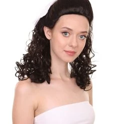 HPO 60's Homemaker Womens Wig With Headband | Black Vintage Wig | Premium Breathable Capless Cap