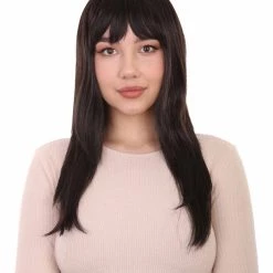 HPO Long Wavy Black Womens Wig | Natural Looking Wig | Premium Breathable Capless Cap