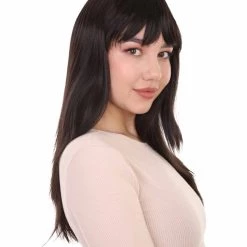 HPO Long Wavy Black Womens Wig | Natural Looking Wig | Premium Breathable Capless Cap