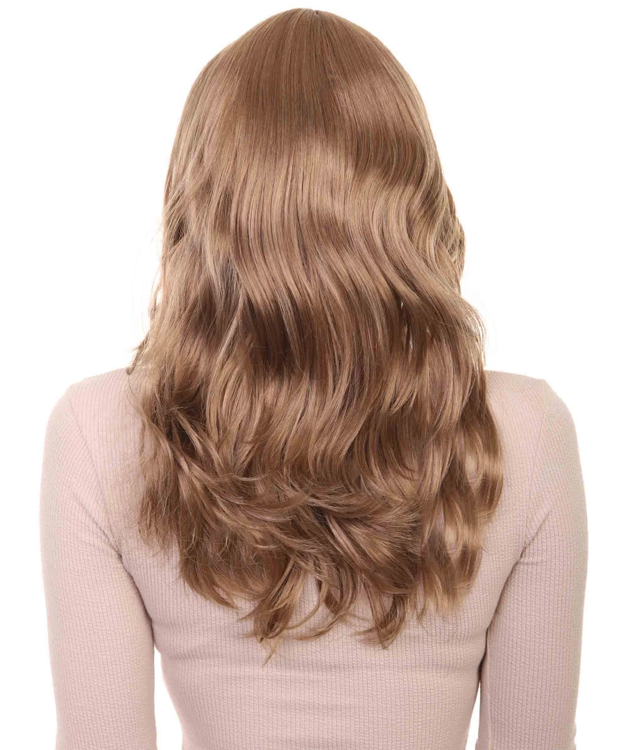 HPO Women's Grecian Goddess Womens Wig | Wavy Layered Golden Wig | Premium Breathable Capless Cap