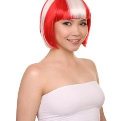 FLAGWIGS Women's Denmark Flag Sport Party Bob Wig | National Pride Halloween Wig | Premium Breathable Capless Cap