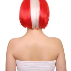 FLAGWIGS Women's Denmark Flag Sport Party Bob Wig | National Pride Halloween Wig | Premium Breathable Capless Cap