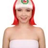 FLAGWIGS Peru Flag Sport Party Bob Wig | National Pride White Red Wig | Premium Breathable Capless Cap