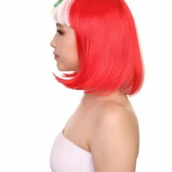 FLAGWIGS Peru Flag Sport Party Bob Wig | National Pride White Red Wig | Premium Breathable Capless Cap