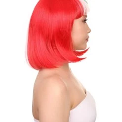 FLAGWIGS Peru Flag Sport Party Bob Wig | National Pride White Red Wig | Premium Breathable Capless Cap
