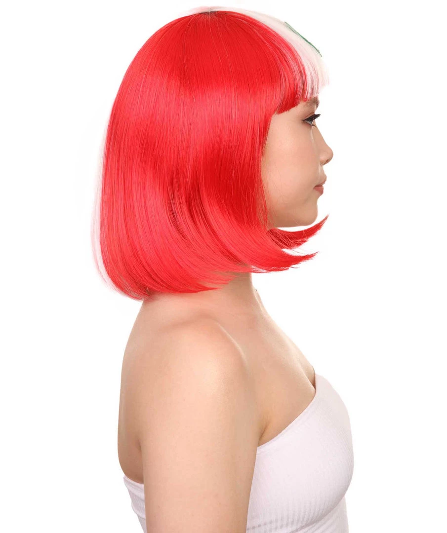 FLAGWIGS Peru Flag Sport Party Bob Wig | National Pride White Red Wig | Premium Breathable Capless Cap