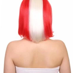 FLAGWIGS Peru Flag Sport Party Bob Wig | National Pride White Red Wig | Premium Breathable Capless Cap