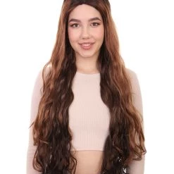 HPO Native American Bride Womens Wig | Long Brown Blonde Fancy Cosplay Halloween Wig | Premium Breathable Capless Cap