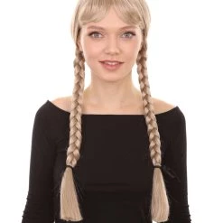 HPO Dutch Girl Braided Wigs | Colonial Character Cosplay Wigs Multiple Colors | Premium Breathable Capless Cap Women's
