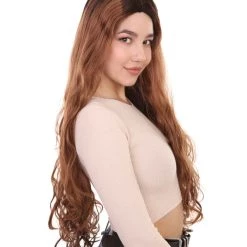 HPO Native American Bride Womens Wig | Long Brown Blonde Fancy Cosplay Halloween Wig | Premium Breathable Capless Cap