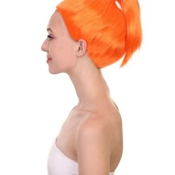 HPO Womens Orange Ponytail Wig | TV/Movie Wigs | Premium Breathable Capless Cap