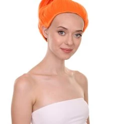 HPO Womens Orange Ponytail Wig | TV/Movie Wigs | Premium Breathable Capless Cap