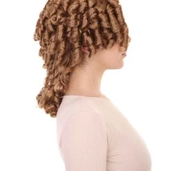 HPO Womens Colonial Ladies 18th Century Wig | Golden Brown Historical Wigs | Premium Breathable Capless Cap Women's