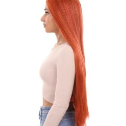 HPO Women's Inhumans Medusa Wig | Coral Orange Pumpkin Long Straight Wig | Premium Breathable Capless Cap
