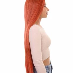 HPO Women's Inhumans Medusa Wig | Coral Orange Pumpkin Long Straight Wig | Premium Breathable Capless Cap